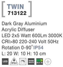 Aplica LED ambientala de exterior directionabila IP54 TWIN NVL-713122