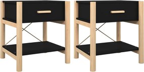 vidaXL Noptiere, 2 buc., negru, 42x38x45 cm, lemn compozit