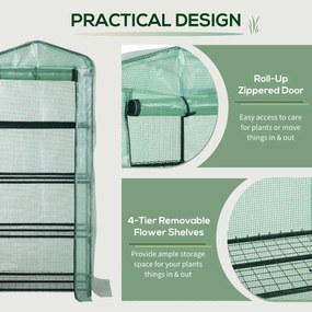 Sera gradina Outsunny pentru plante cu 4 rafturi, legume, fructe, ierburi 70x50x160cm, verde | Aosom RO