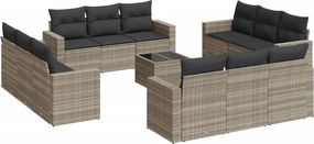 vidaXL Set canapele de grădină cu perne, 13piese gri deschis poliratan