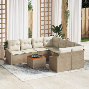vidaXL Set de Canapea pentru Grădină 9 pcs Bej, alb 55 x 55 x 37 cm