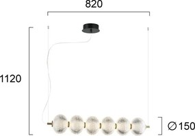 Lustră LED suspendată pe cablu PELLUCID LED/23W/230V auriu/transparent