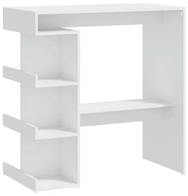809449 vidaXL Masă bar cu raft de depozitare, alb, 100x50x101,5 cm, PAL