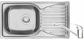 Set chiuveta bucatarie si baterie Deante Doppio finisaj inox-satin 78x43 cm