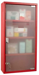 HOMCOM Dulap Prim Ajutor Montabil Perete, Cutie Medicamente, 60x30x12 cm, Roșu | Aosom Romania
