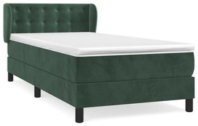 3127700 vidaXL Pat box spring cu saltea, verde închis, 80x200 cm, catifea