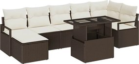 vidaXL Set de canapele pentru grădină cu pernă 8 pcs maro și crem