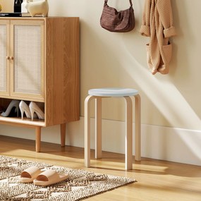 HOMCOM Set de Scaune Stivuibile pentru 4 Persoane, Scaune Moderne de Stivuire, Scaune Rotunde fără Spate, 40x40x45 cm, Lemn Natural | Aosom Romania