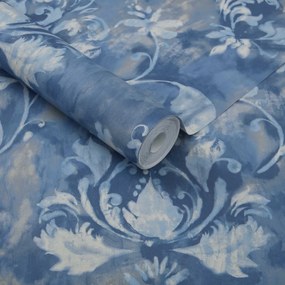 Tapet Ornamenta, Indigo Blue Luxury Damask, 1838 Wallcoverings, 5.3mp / rola