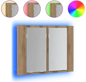 vidaXL Dulap cu oglindă & LED stejar artizanal 60x12x45 cm lemn