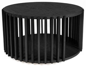 Masă auxiliară din lemn de stejar Woodman Drum, ø 83 cm, negru