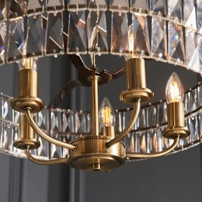 Endon 106244 - Candelabru suspendat CLIFTON pe lanț, 5xE14/6W/230V, alamă/sticlă clară