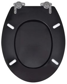 Capac WC cu inchidere silentioasa negru MDF design simplu 1, Negru simplu, Da