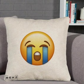 Perna Decorativa Emoji Plange, 40x40 cm, Bej Canapea, Husa Detasabila, Perna Inclusa, BEKZ®