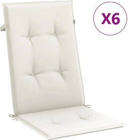 vidaXL Perne scaun spătar înalt, 6 buc. melanj crem 120x50x4 cm textil