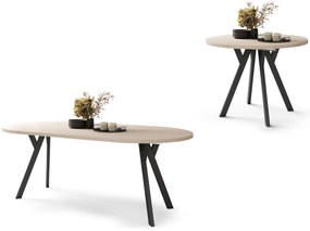 Mazzoni ALDO Bej/picioare negre - MASĂ ROTUNDĂ STIL LOFT PENTRU SALON/SUFRAGERIE EXTENSIBILĂ CU PICIOARE ÎN FORMĂ DE "Y"
