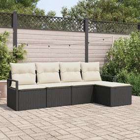 vidaXL Set de canapele pentru grădină 5 pcs Negru Rattan poli