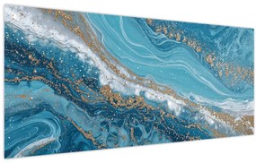 Tablou - Marmură bleu cu aur I. (120x50 cm)