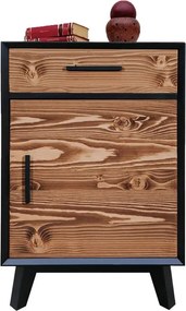 Dulap lemn masiv Timeless 1 Sertar 1 Ușă Negru, 50 × 45 × 85 cm