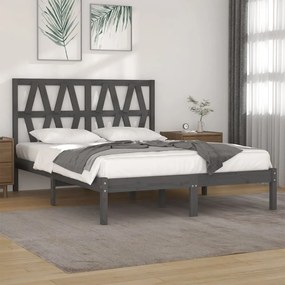 vidaXL Cadru de pat, gri, 200x200 cm, lemn masiv de pin