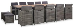 vidaXL Set mobilier de exterior cu perne 15 piese antracit poliratan