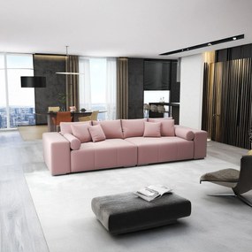Canapea extensibilă dumonde cu ladă de depozitare si sezut confortabil din spuma high-density, Marbela Royal Roz XXL 295x100 cm