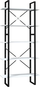 vidaXL Bibliotecă cu 5 rafturi, alb, 80x30x175 cm, lemn prelucrat