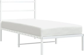 vidaXL Cadru pat metalic cu tăblie, alb, 90x200 cm
