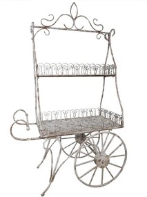 Suport decorativ plante, alb, din metal, aspect vintage