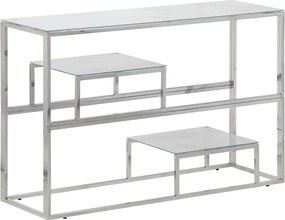 vidaXL Măsuță consolă, oțel inoxidabil argintiu și sticlă securizată