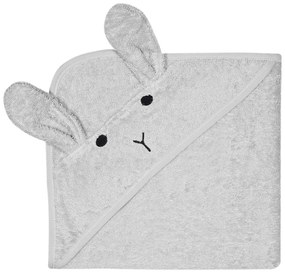 Prosop cu glugă pentru copii gri din bumbac 76x76 cm Rabbit – Kindsgut