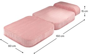 Fotoliu de copii roz cu tapițerie din catifea reiată Flip – Wigiwama