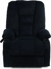 RESIGILAT- Fotoliu Electric Power Lift&Recliner, ridicare și rabatare, masaj și incalzire, porturi USB, suporturi pentru pahare, buzunare laterale, telecomenzi, textil, Negru