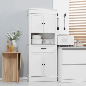 HOMCOM Bufet de cuisine armoire de cuisine multi-rangements 2 dulapuri 2 uși sertar nișă MDF panouri particule E1 alb | Aosom Romania