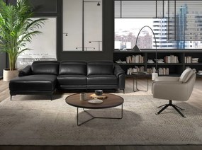 Coltar LUX design italian cu sezlong stanga si functia relax Cowhide negru