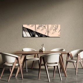 Tablou cu pian și notele muzicale (cu ceas) (90x30 cm)