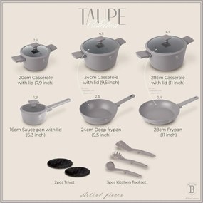 RESIGILAT - Set Oale si tigai 15 piese, antiaderente Taupe Collection Berlinger Haus BH 8111