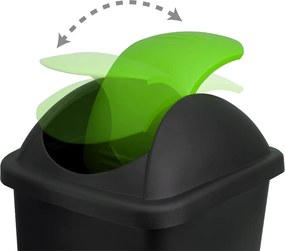 Cos gunoi cu capac glisant Plastic Negru/Verde 60 L