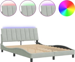 vidaXL Cadru de pat cu LED fără saltea, Hanko, gri deschis, 120x200 cm, catifea