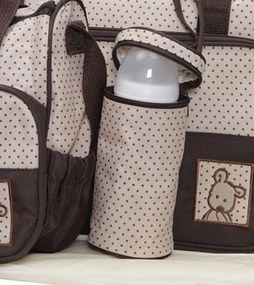 Set 3 genti bebe NOVOKIDS™ Mastella atasabile la carucior, Capacitate mare, Geanta termos pentru biberoane inclusa, dimensiune 39X35X10 cm, Maron Crem
