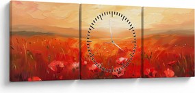 Tablou - Câmp de maci (cu ceas) (90x30 cm)