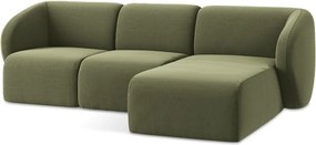 Colțar verde cu tapițerie din catifea (cu colț pe partea dreaptă/cu șezlong) Lani – Makamii