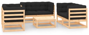 3083766 vidaXL Set mobilier de grădină cu perne, 7 piese, lemn masiv de pin