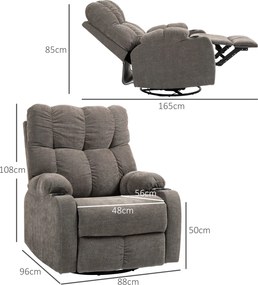 HOMCOM Fotoliu relax cu suport pentru picioare, fotoliu de odihnă, rotativ, până la 150 kg, cadru din oțel, 88x96x108cm, maro deschis | Aosom Romania