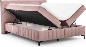 Pat boxspring Wasil 180x200 cu spațiu de depozitare - catifea roz hidrofobă Element 18