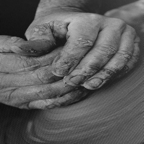 Tablou alb negru - producția de ceramică (120x50 cm)