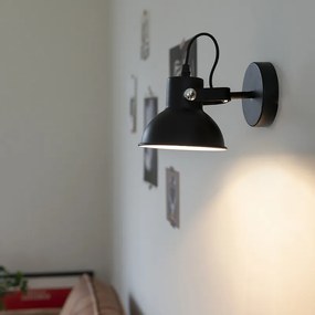 Lampă de perete și plafon industrială neagră inclinabilă - Guida