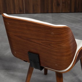 HOMCOM Set de 2 scaune pentru sufragerie stil vintage șezut tapițerie sintetică 51,5 x 53 x 79,5 cm alb maro | Aosom Romania