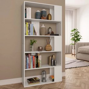 800099 vidaXL Bibliotecă/Separator cameră, alb, 80x24x159 cm, lemn prelucrat