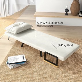 HOMCOM Canapele Extensibile Individuală Alb Crem 63x73x81 cm cu Pernă Extensibilă pe 5 Nivele | Aosom Romania